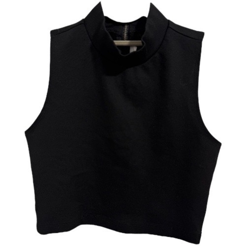 BCBGeneration Black Mock Neck Crop Top
